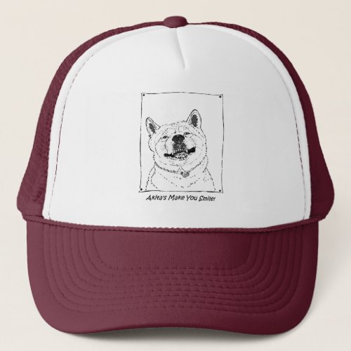 picture of happy dog and smiling dog trucker hat
