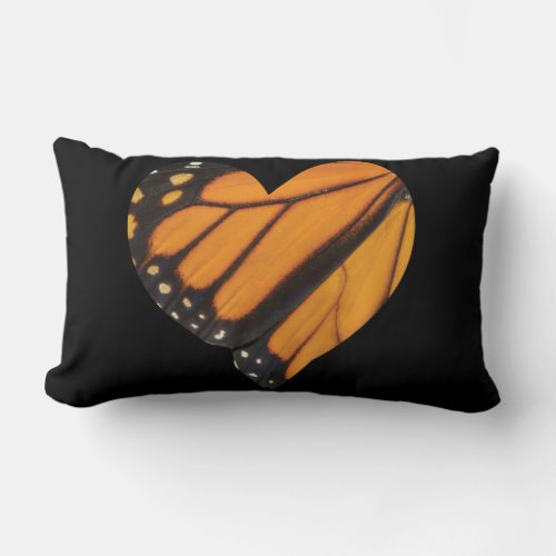 Picture of Heart Shaped Monarch Butterfly Wings Lumbar Pillow