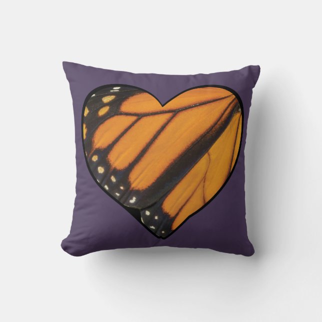 Picture of Heart Shaped Monarch Butterfly Wings Throw Pillow (Front)