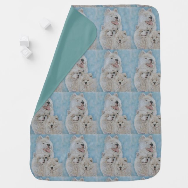 picture of long coat wooly white akita dog baby blanket (In Situ)