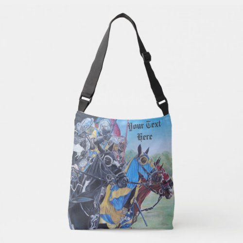 picture of medieval knights jousting on horses crossbody bag