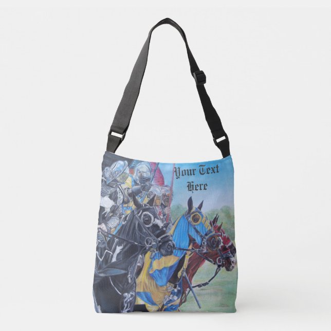 picture of medieval knights jousting on horses crossbody bag (Front)