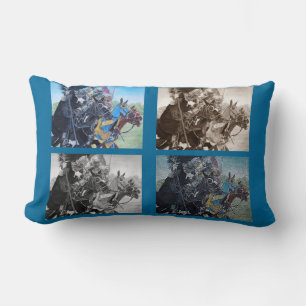 picture of medieval knights jousting on horses lumbar pillow