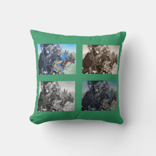 picture of medieval knights jousting on horses throw pillow
