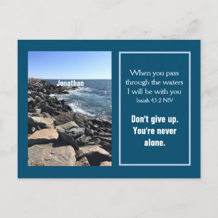 Picture of Ocean With Bible Verse Isaiah 43:2 Blue Postcard
