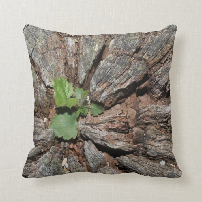 Picture of Old Wood with Plant. Pillow