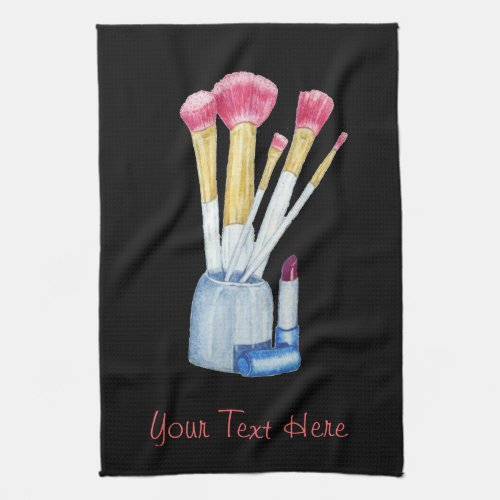 picture of pink make up brushes in holder kitchen  kitchen towel
