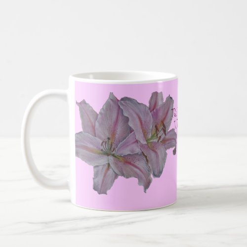 picture of pretty pink lily flowers floral coffee mug