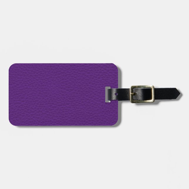 Picture of Purple Leather. Luggage Tag (Front Horizontal)