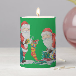picture of santa getting ready for christmas pillar candle