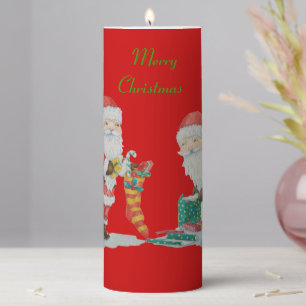 picture of santa getting ready for christmas pillar candle
