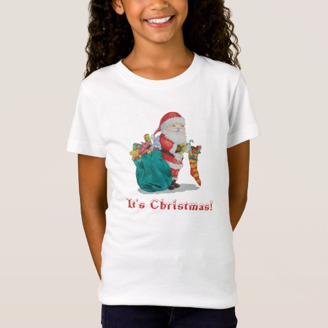 picture of santa getting ready for christmas T-Shirt (Front)