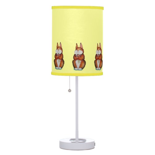 picture of smiling cute brown bunny rabbit table lamp