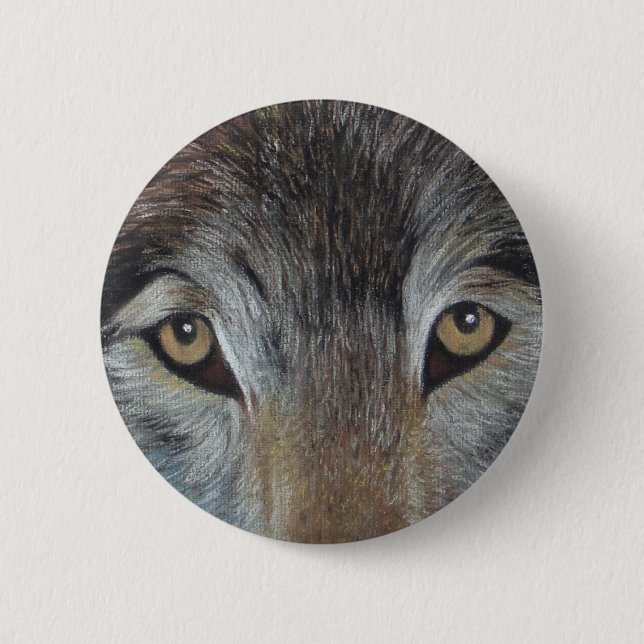 picture of soulful wolves eyes wildlife pinback button (Front)