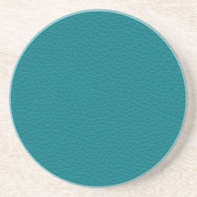 Picture of Teal Leather. Drink Coaster (Front)