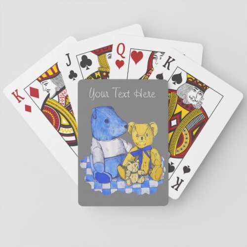 Picture of three cute vintage teddies poker cards