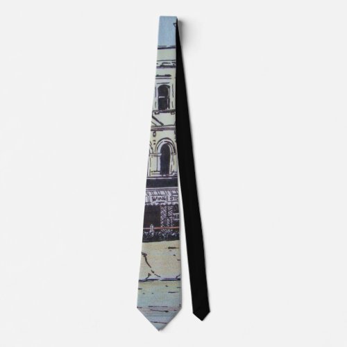 picture of town painting in sketchy one of a kind tie