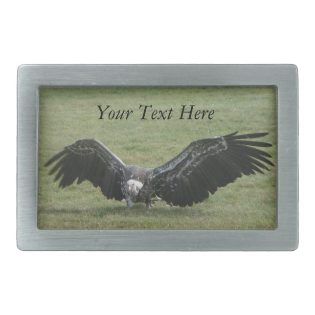 picture of vulture large bird of prey wildlife rectangular belt buckle (Front)