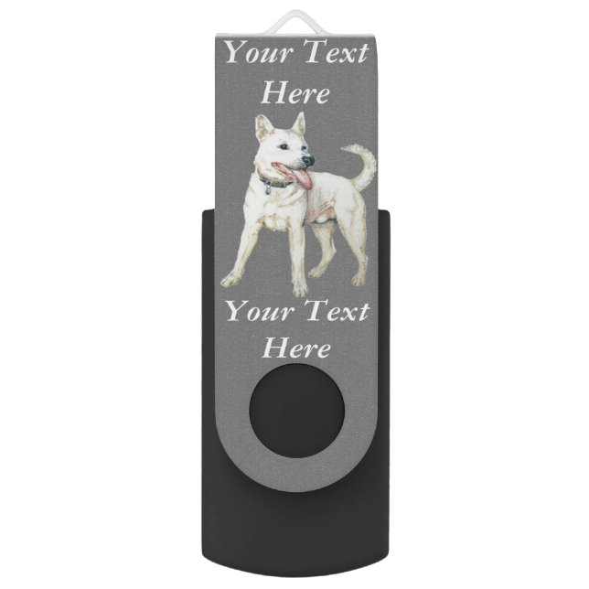 picture of white American bulldog panting dog Flash Drive (Front Vertical)