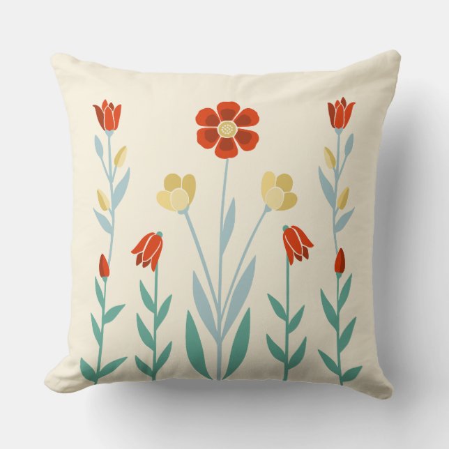 Picture Perfect Garden Cream Throw Pillow (Front)