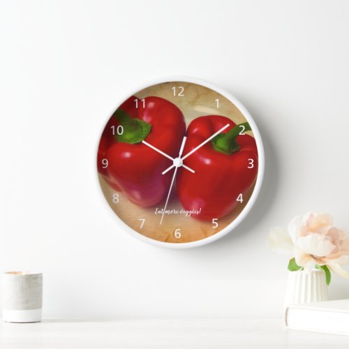 Picture Perfect Red Peppers Wall Clock