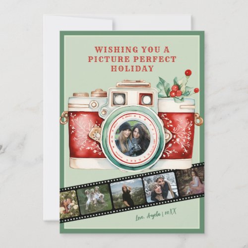 Picture Perfect  Vintage Camera  Holiday Photo  Card