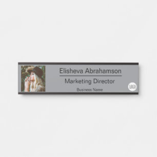 Picture Photo Office Door Sign Gray Name Plate