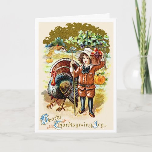 PICTURE POSTCARDHEARTY THANKSGIVING JOY GREETING HOLIDAY CARD