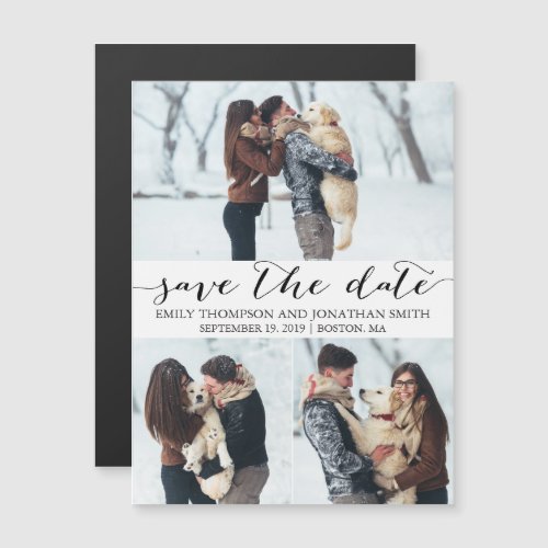 Picture Wedding Save The Date Magnet Three Photos Magnetic Invitation