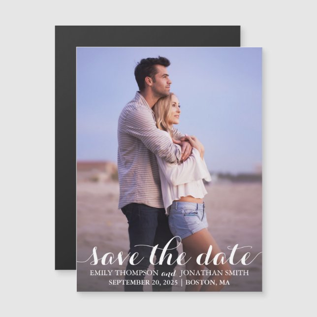 Picture Wedding Save The Date Magnets, One Photo Magnetic Invitation (Front/Back)