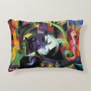 Picture with Cattle by Franz Marc, Vintage Art Accent Pillow