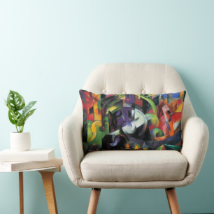 Picture with Cattle by Franz Marc, Vintage Art Lumbar Pillow