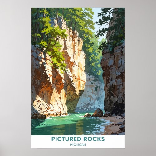 Pictured Rocks Michigan Beautiful Landscape Poster