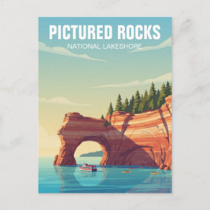 Pictured Rocks Michigan Travel Postcard