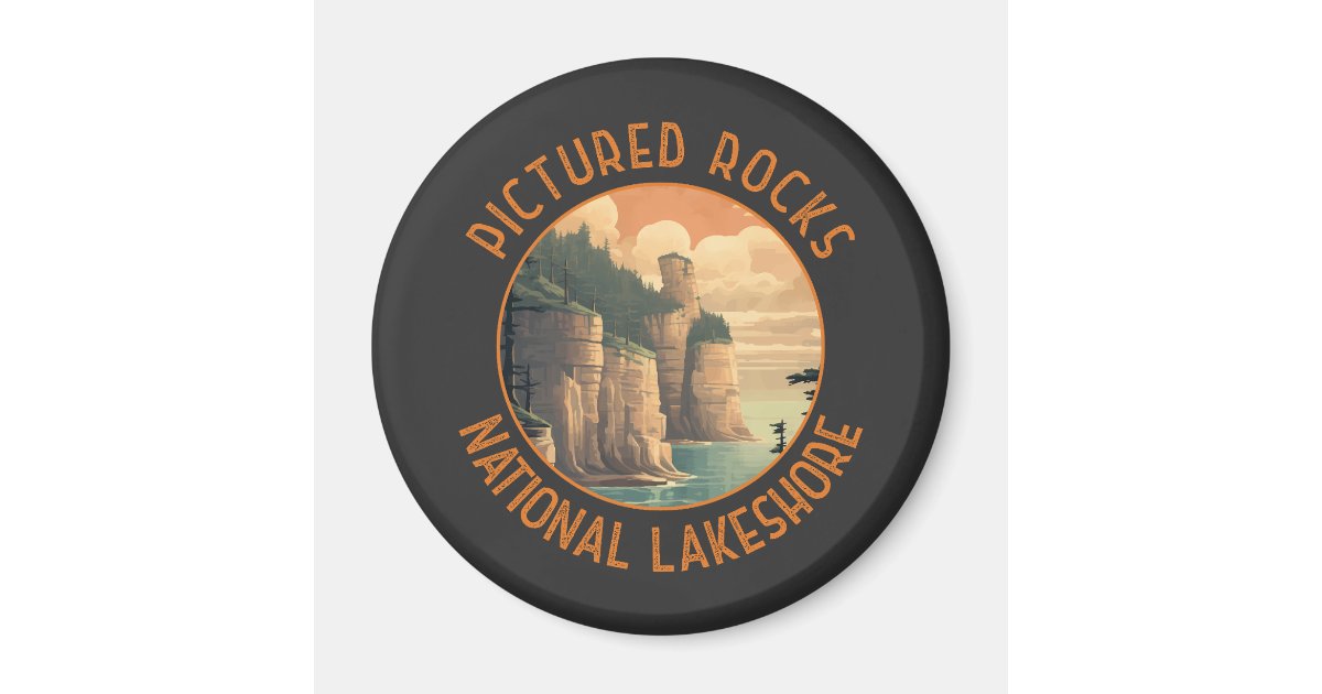 Pictured Rocks National Lakeshore Distressed Retro Magnet | Zazzle