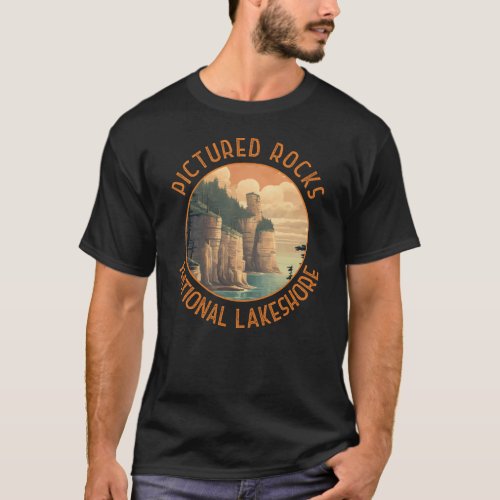 Pictured Rocks National Lakeshore Distressed Retro T_Shirt