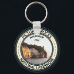 Pictured Rocks National Lakeshore Michigan Badge  Keychain<br><div class="desc">Pictured Rocks National Lakeshore vector design in a badge style circle.</div>