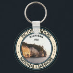 Pictured Rocks National Lakeshore Michigan Badge  Keychain<br><div class="desc">Pictured Rocks National Lakeshore vector design in a badge style circle.</div>