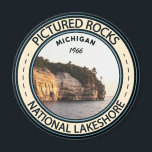 Pictured Rocks National Lakeshore Michigan Badge Magnet<br><div class="desc">Pictured Rocks National Lakeshore vector design in a badge style circle.</div>
