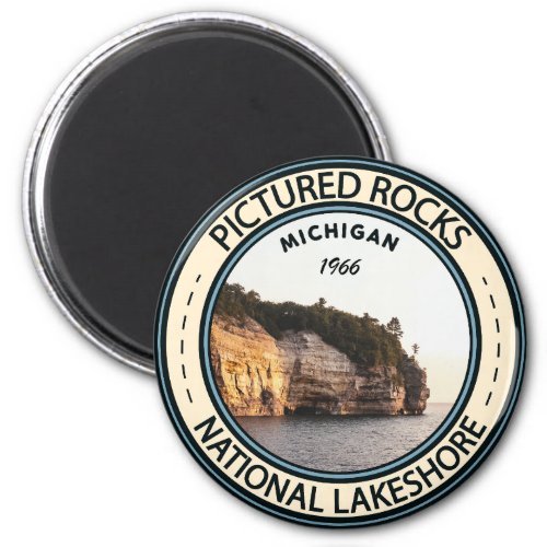 Pictured Rocks National Lakeshore Michigan Badge Magnet