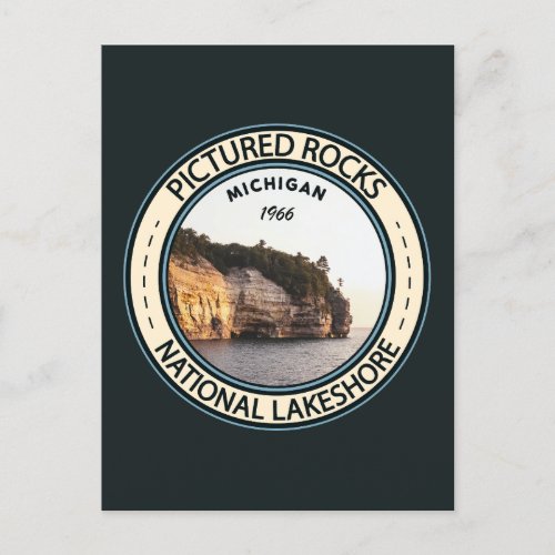 Pictured Rocks National Lakeshore Michigan Badge Postcard