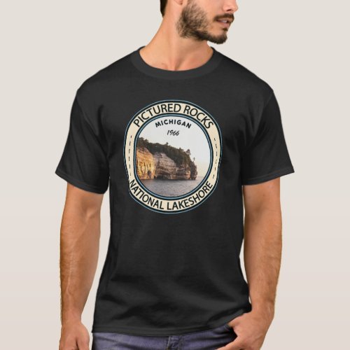 Pictured Rocks National Lakeshore Michigan Badge T_Shirt