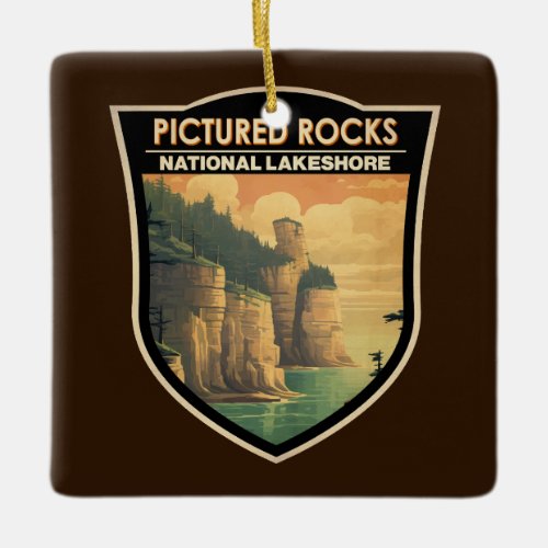 Pictured Rocks National Lakeshore Travel Vintage Ceramic Ornament