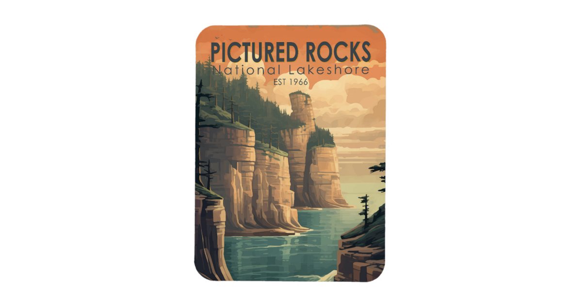 Pictured Rocks National Lakeshore Travel Vintage Magnet | Zazzle