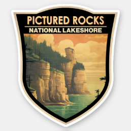 Pictured Rocks National Lakeshore Travel Vintage Sticker