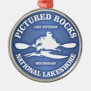Pictured Rocks (rd) Metal Ornament