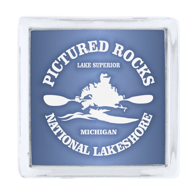 Pictured Rocks (rd) Silver Finish Lapel Pin (Front)