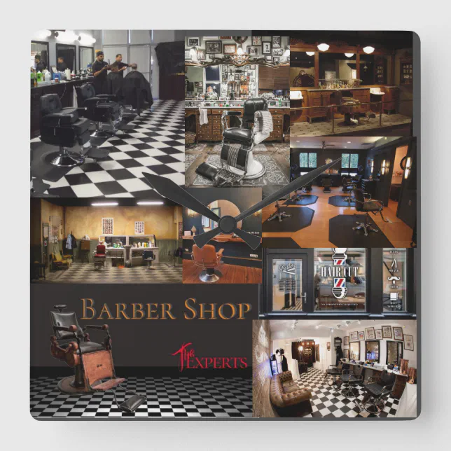 Pictures Of Barber Shops Square Wall Clock Zazzle