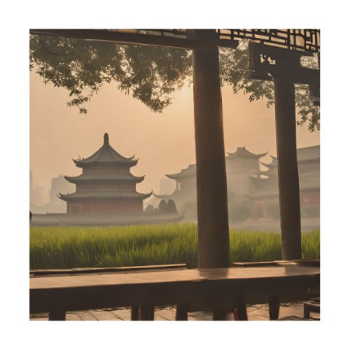 Pictures of China in the morning Wood Wall Art