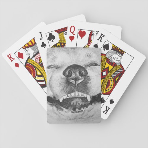 pictures of funny cute akita smiling dog  playing cards